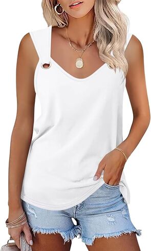 Minetom Women's V Neck Tank Tops Casual Sleeveless Shirts Summer Basic Tees in Kuwait