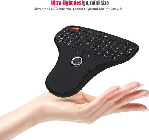 لوحة مفاتيح لاسلكية صغيرة بتردد 2.4 جيجا هرتز مع ماوس كرة التتبع وعجلة التمرير ولوحة مفاتيح USB للوسائط المتعددة وجهاز تحكم عن بعد لاسلكي QWERTY لأجهزة Windows Smart TV PC Notebook in Kuwait