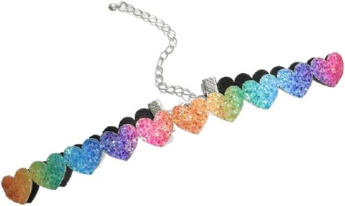 Rainbow Heart Stars Butterfly Choker Necklace Gothic Y2k Colorful Heart Necklace for Women Girls Adjustable Classic Collar Necklaces Pride Month Jewelry in Kuwait