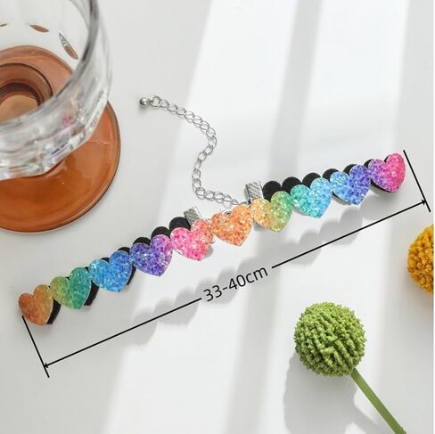 Rainbow Heart Stars Butterfly Choker Necklace Gothic Y2k Colorful Heart Necklace for Women Girls Adjustable Classic Collar Necklaces Pride Month Jewelry in Kuwait