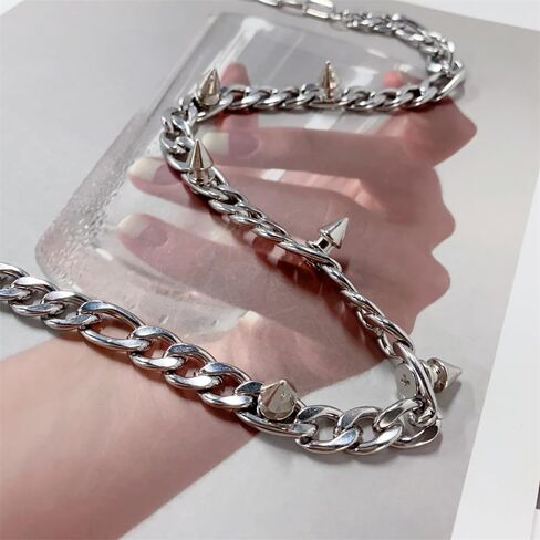 مكتنزة سبايك المختنق قلادة للنساء الفتيات الفولاذ المقاوم للصدأ الأزياء القوطي الشرير القلائد القصيرة رجالي اليدوية قابل للتعديل سلسلة طوق القوطية الهيب هوب الشارع الشهير خمر روك برشام مجوهرات اكسسوارات in Kuwait