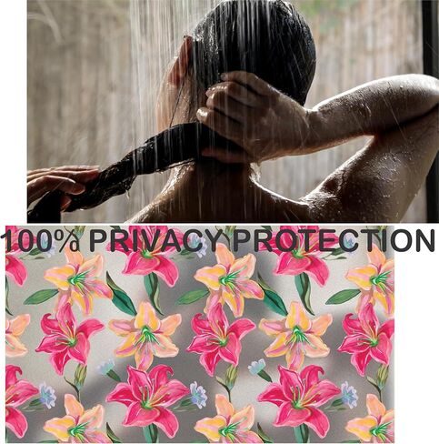 Pre Cut Square Window Privacy Film Tiles: UV Protection, Removable Self - Adhesive Decorative Glass Sticker – Ideal for Home & Office, Features Floral, Patterns (10 Tiles, 12"x12" Each) (002_FC) in Saudi Arabia