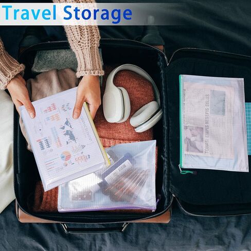 28 قطعة من أكياس سحاب شبكية من Antner لتنظيم التخزين، جيوب مستندات بلاستيكية بحجم Letter/A4، حقائب ملفات للسفر واللوازم المكتبية المدرسية، حقائب ألغاز شبكية كبيرة لتخزين ألعاب الطاولة in Kuwait