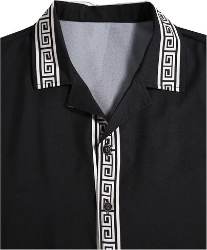 Verdusa Men's 2 Piece Outfit Short Sleeve Button Down Shirt and Drawstring Shorts Set in Saudi Arabia