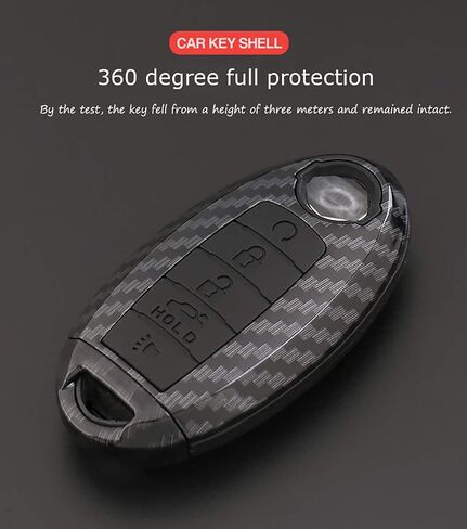 ontto 5 Buttons Keycase Fit for Nissan Remote Key Fob Cover Fit for Infiniti Carbon Texture Black in Saudi Arabia