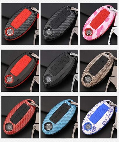 ontto 5 Buttons Keycase Fit for Nissan Remote Key Fob Cover Fit for Infiniti Carbon Texture Black in Saudi Arabia