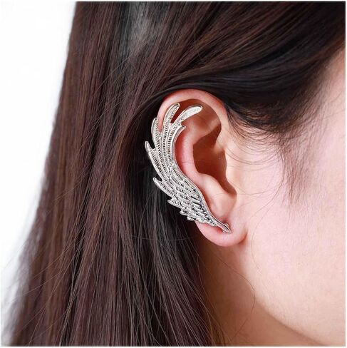 Vintage Angel Wing Ear Cuff Earrings Wing Cartilage Cuff Earrings Angel Wing Cuff Climber Earrings Silver Wing Ear Wrap Earrings Jewelry for Women and Girls (Right) in Saudi Arabia