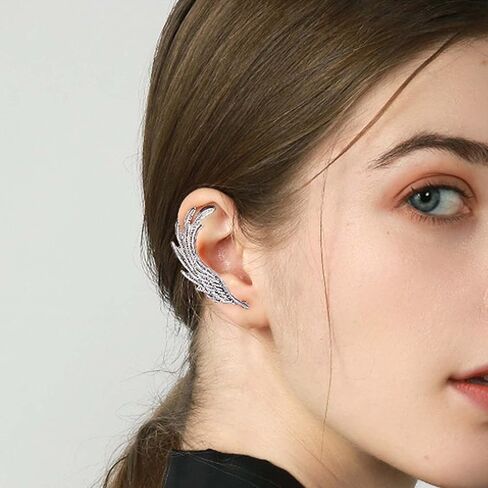 Vintage Angel Wing Ear Cuff Earrings Wing Cartilage Cuff Earrings Angel Wing Cuff Climber Earrings Silver Wing Ear Wrap Earrings Jewelry for Women and Girls (Right) in Saudi Arabia