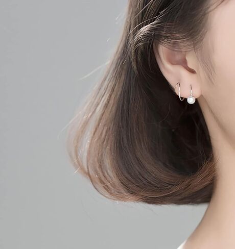 Reffeer Solid 925 Sterling Silver Fashion Pearl Earrings Cuff for Women Teen Girls Pearl Wrap Earrings Spiral Earrings in Saudi Arabia