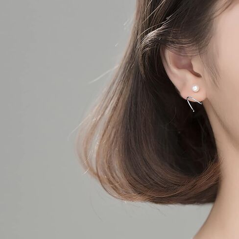 Reffeer Solid 925 Sterling Silver Fashion Pearl Earrings Cuff for Women Teen Girls Pearl Wrap Earrings Spiral Earrings in Saudi Arabia