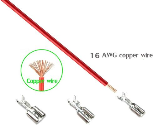 30 قطعة طرف تجعيد بأسمائها الحقيقية 4.8 مم، أطراف كهربائية معزولة أنثى مع كابل 16AWG مقاس 20 سم، موصلات سريعة بأسمائها الحقيقية مع كم عازل، 30 عبوة in Kuwait