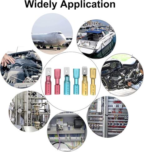 موصلات سلكية قابلة للانكماش بالحرارة من MuHize - مجموعة أطراف أسلاك كهربائية مطورة مقاومة للماء 220 قطعة (جديد 2024)، مجموعة وصلات مؤخرة الشوكة الحلقية المعزولة للسيارات والقوارب والشاحنات والستيريو والمفاصل in Kuwait