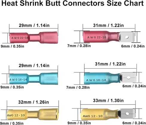 موصلات سلكية قابلة للانكماش بالحرارة من MuHize - مجموعة أطراف أسلاك كهربائية مطورة مقاومة للماء 220 قطعة (جديد 2024)، مجموعة وصلات مؤخرة الشوكة الحلقية المعزولة للسيارات والقوارب والشاحنات والستيريو والمفاصل in Kuwait