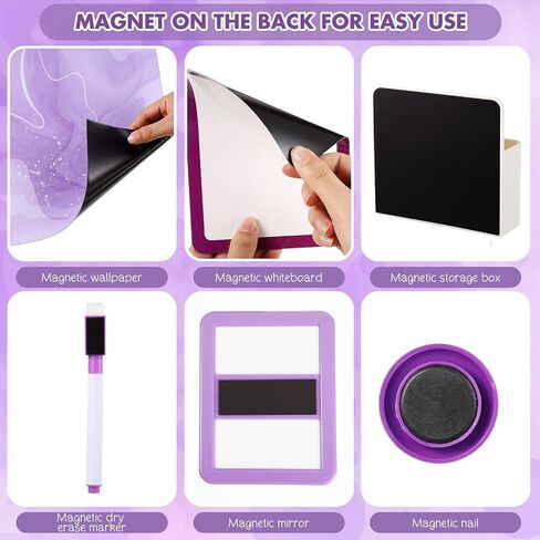 Timgle 8 Pcs Magnetic Locker Set Including Magnetic Wallpaper Locker Mirror Locker Organizer Carpet Whiteboard Dry Erase Marker Locker Accessories for Office School Supplies (Green,Wavy Style) in Saudi Arabia