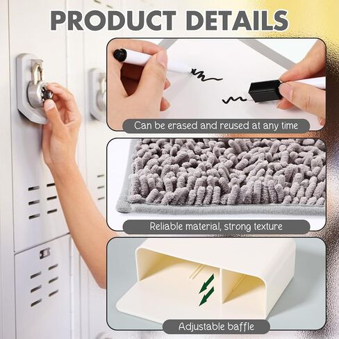 Timgle 8 Pcs Magnetic Locker Set Including Magnetic Wallpaper Locker Mirror Locker Organizer Carpet Whiteboard Dry Erase Marker Locker Accessories for Office School Supplies (Green,Wavy Style) in Kuwait