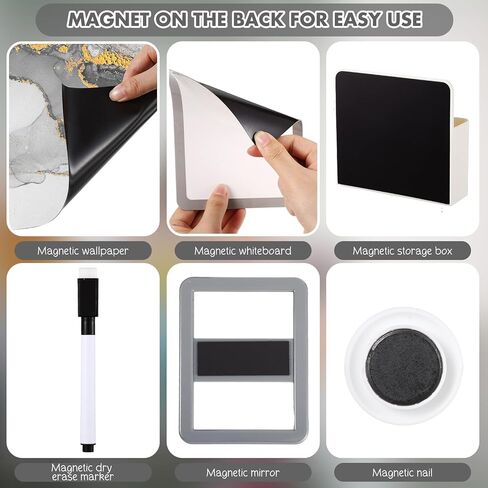 Timgle 8 Pcs Magnetic Locker Set Including Magnetic Wallpaper Locker Mirror Locker Organizer Carpet Whiteboard Dry Erase Marker Locker Accessories for Office School Supplies (Green,Wavy Style) in Kuwait