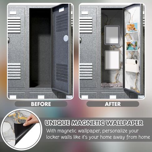 Timgle 8 Pcs Magnetic Locker Set Including Magnetic Wallpaper Locker Mirror Locker Organizer Carpet Whiteboard Dry Erase Marker Locker Accessories for Office School Supplies (Green,Wavy Style) in Kuwait