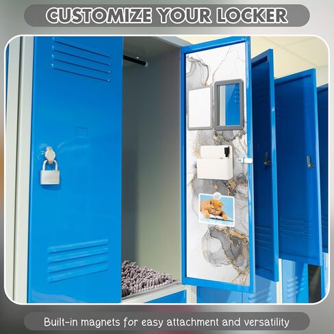 Timgle 8 Pcs Magnetic Locker Set Including Magnetic Wallpaper Locker Mirror Locker Organizer Carpet Whiteboard Dry Erase Marker Locker Accessories for Office School Supplies (Green,Wavy Style) in Kuwait