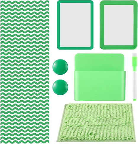 Timgle 8 Pcs Magnetic Locker Set Including Magnetic Wallpaper Locker Mirror Locker Organizer Carpet Whiteboard Dry Erase Marker Locker Accessories for Office School Supplies (Green,Wavy Style) in Saudi Arabia