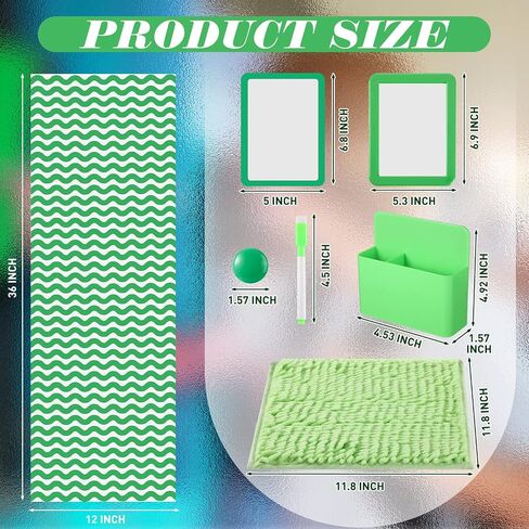 Timgle 8 Pcs Magnetic Locker Set Including Magnetic Wallpaper Locker Mirror Locker Organizer Carpet Whiteboard Dry Erase Marker Locker Accessories for Office School Supplies (Green,Wavy Style) in Saudi Arabia
