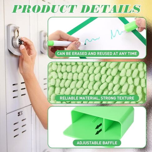 Timgle 8 Pcs Magnetic Locker Set Including Magnetic Wallpaper Locker Mirror Locker Organizer Carpet Whiteboard Dry Erase Marker Locker Accessories for Office School Supplies (Green,Wavy Style) in Saudi Arabia