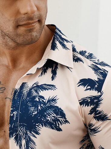 GORGLITTER Men's 2 Piece Outfits Tropical Print Short Sleeve Shirt and Shorts Set Tracksuit in Saudi Arabia