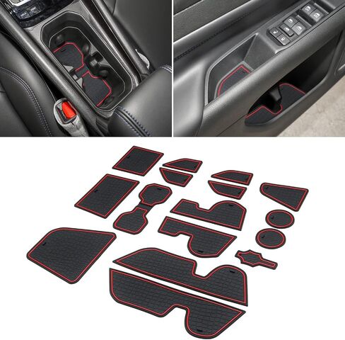 Cup Holder for Jeep Compass Accessories 2022 2023 2024 Premium Custom Fit Inserts Center Console Liners Interior Door Pockets Rubber Pad Mat Kit (Blue Trim) - 16 PCS/Set in Kuwait
