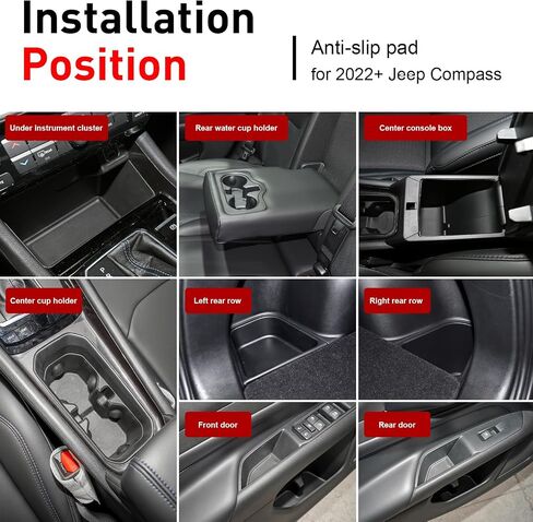 Cup Holder for Jeep Compass Accessories 2022 2023 2024 Premium Custom Fit Inserts Center Console Liners Interior Door Pockets Rubber Pad Mat Kit (Blue Trim) - 16 PCS/Set in Kuwait