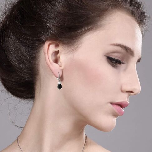 Gem Stone King 925 Sterling Silver Black Onyx and White Zirconia Dangle Earrings For Women (5.00 Cttw, Gemstone December Birthstone, Oval 10X8MM, Trillion 5MM) in Saudi Arabia
