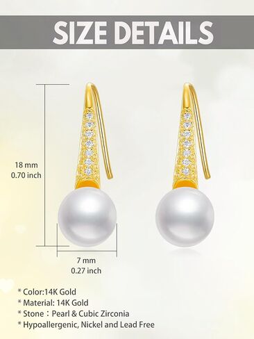 أقراط لؤلؤ المياه العذبة المستزرعة 14k أقراط متدلية من الذهب الصلب مع مجوهرات مويسانيتي هدايا عيد الميلاد in Kuwait