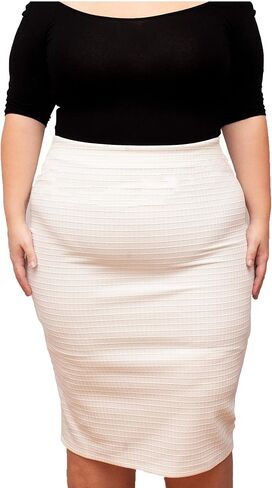 Women's Plus Size Textured Midi Fitted Bodycon Skirt in Saudi Arabia