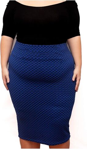 Women's Plus Size Textured Midi Fitted Bodycon Skirt in Saudi Arabia
