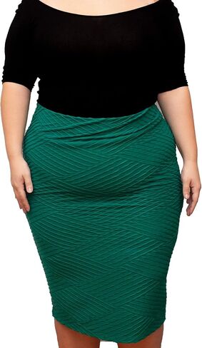Women's Plus Size Textured Midi Fitted Bodycon Skirt in Saudi Arabia