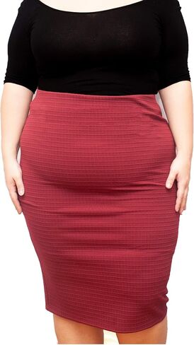 Women's Plus Size Textured Midi Fitted Bodycon Skirt in Saudi Arabia