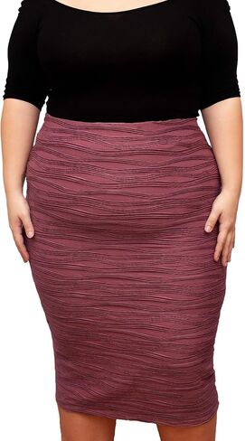 Women's Plus Size Textured Midi Fitted Bodycon Skirt in Saudi Arabia