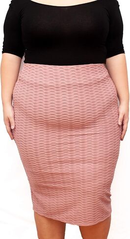 Women's Plus Size Textured Midi Fitted Bodycon Skirt in Saudi Arabia