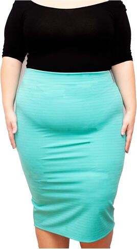 Women's Plus Size Textured Midi Fitted Bodycon Skirt in Saudi Arabia