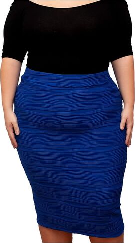 Women's Plus Size Textured Midi Fitted Bodycon Skirt in Saudi Arabia