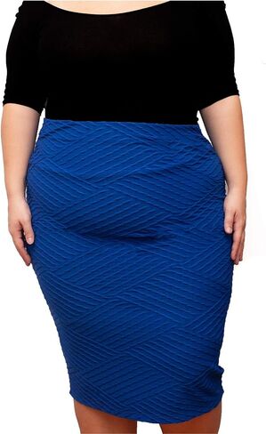 Women's Plus Size Textured Midi Fitted Bodycon Skirt in Saudi Arabia