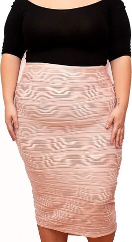 Women's Plus Size Textured Midi Fitted Bodycon Skirt in Saudi Arabia
