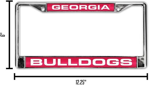 إطار ترخيص ليزر من الكروم الأحمر مقاس 12 بوصة × 6 بوصة من Rico Industries NCAA Georgia Bulldogs - إطار من الكروم مقطوع بالليزر - ملحقات السيارة/الشاحنة/سيارات الدفع الرباعي in Saudi Arabia
