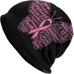 Breast Cancer Beanie Hat Headwear for Women Slouchy Stretchy Winter Knit Skull Cap Soft Warm Casual Knitted Gifts