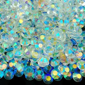 Resin Flatback Rhinestones,1000pcs 6mm Resin Rhinestone Round Flatback Crystal AB Resin Rhinestone for Clothes,Bottles,Tumblers,Cups,DIY Face Makeup Nail Art(Light Royal Blue AB)