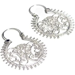 COSUMOSU 925 Sterling Silver Vintage Ancient Antique Large Round Hoop Earrings