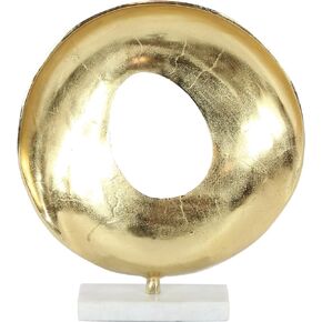 Deco 79 Aluminum Metal Geometric Decorative Sculpture Home Decor Statue with Marble Base, Accent Figurine 15" x 4" x 17", Gold