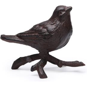 Rustic Cast Iron Bird with Branches Statue Antique Garden Farmhouse Decoration Home Desk Figurine Replica Rust Color TQGJPT108