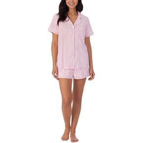 Organic Cotton Woven Short Sleeve Shorty Set Pink 3-D MD (US 8-10)
