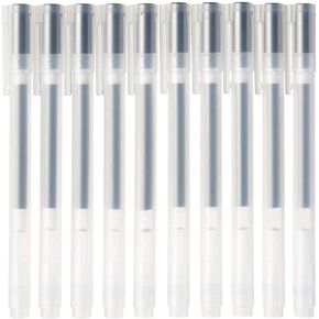 MUJI Gel Ink Ballpoint Pen Cap Type 10-Pieces Set, 0.5 mm Nib Size, Blue/Black