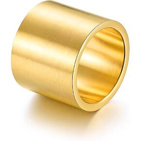 INENIMARTJ 18MM Wide Band Rings for Women Men Titanium Steel Thick Band Ring Gold Statement Thumb Ring for Men Chunky Gold Ring for Teens Prom Dress Jewerly 2024