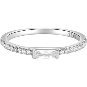 VOLUKA Sterling Silver Stacking Eternity Rings Cubic Zirconia Band for Women Men 18K Gold Plated